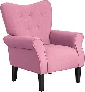 Mid Century Modern Wingback Arm Chair with Wood Legs