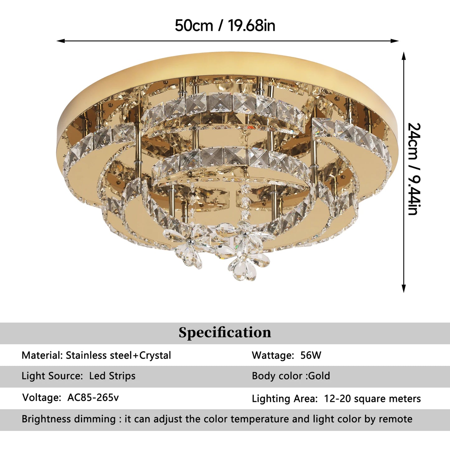 Modern Crystal Drop Chandelier LED Ceiling Lamp for Home Decor