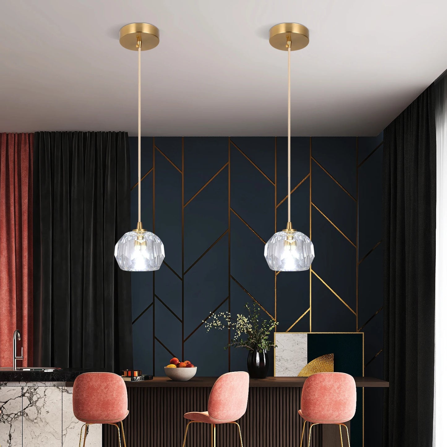 Modern LED Crystal Pendant Light for Kitchen and Bedroom Decor