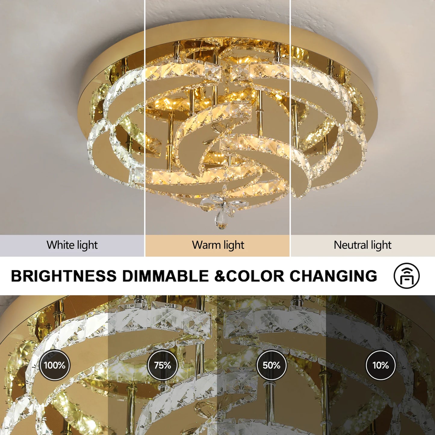 Modern Crystal Drop Chandelier LED Ceiling Lamp for Home Decor