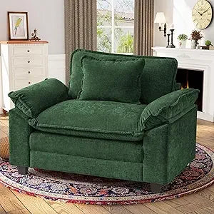 Oversized Velvet Accent Chair with Upholstered Armrests