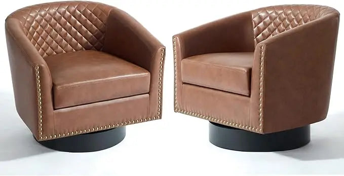 Faux Leather Barrel Accent Chairs Set of 4 Comfy Modern Design