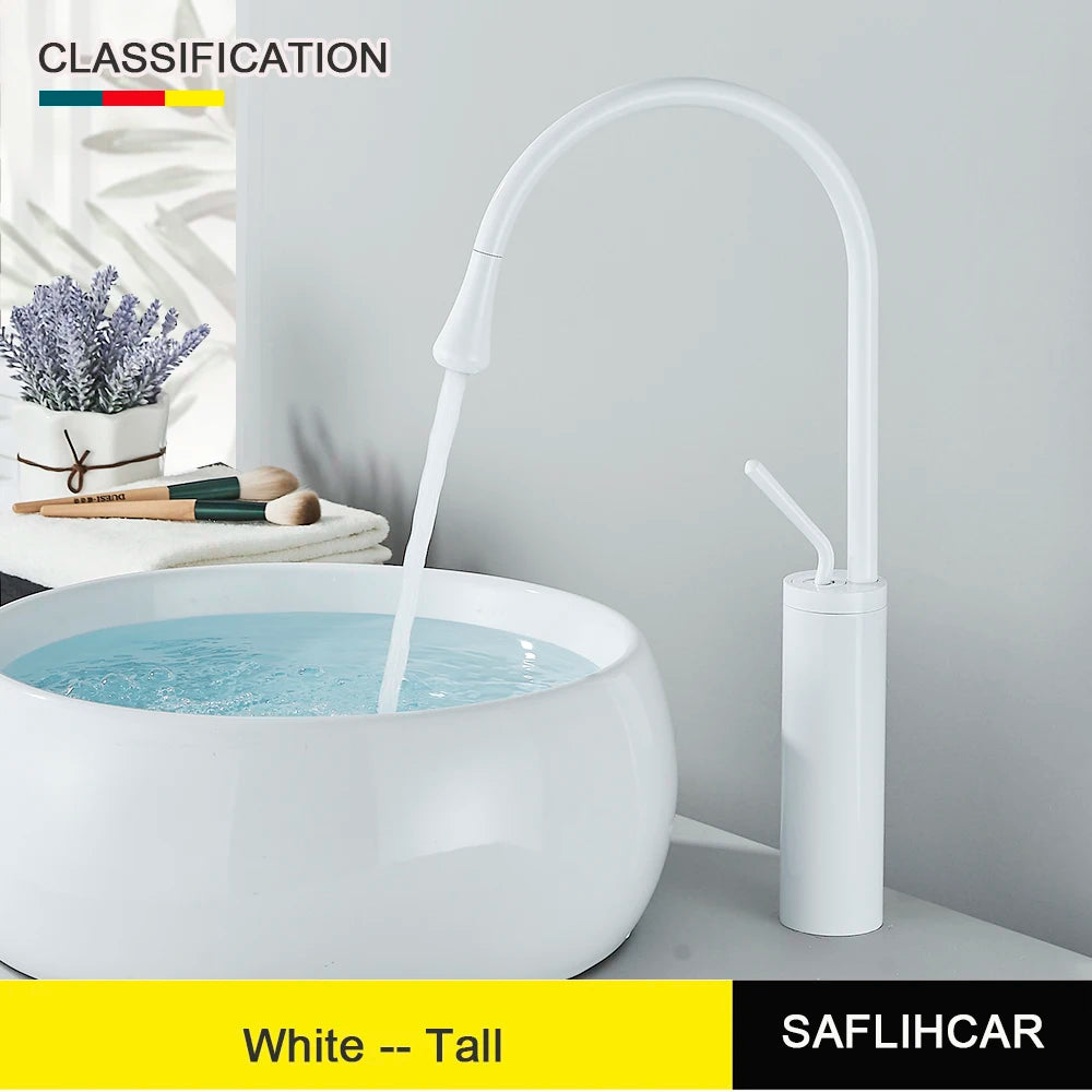 Brushed Gold Basin Faucet Deck Mounted Mixer for Bathroom Sink
