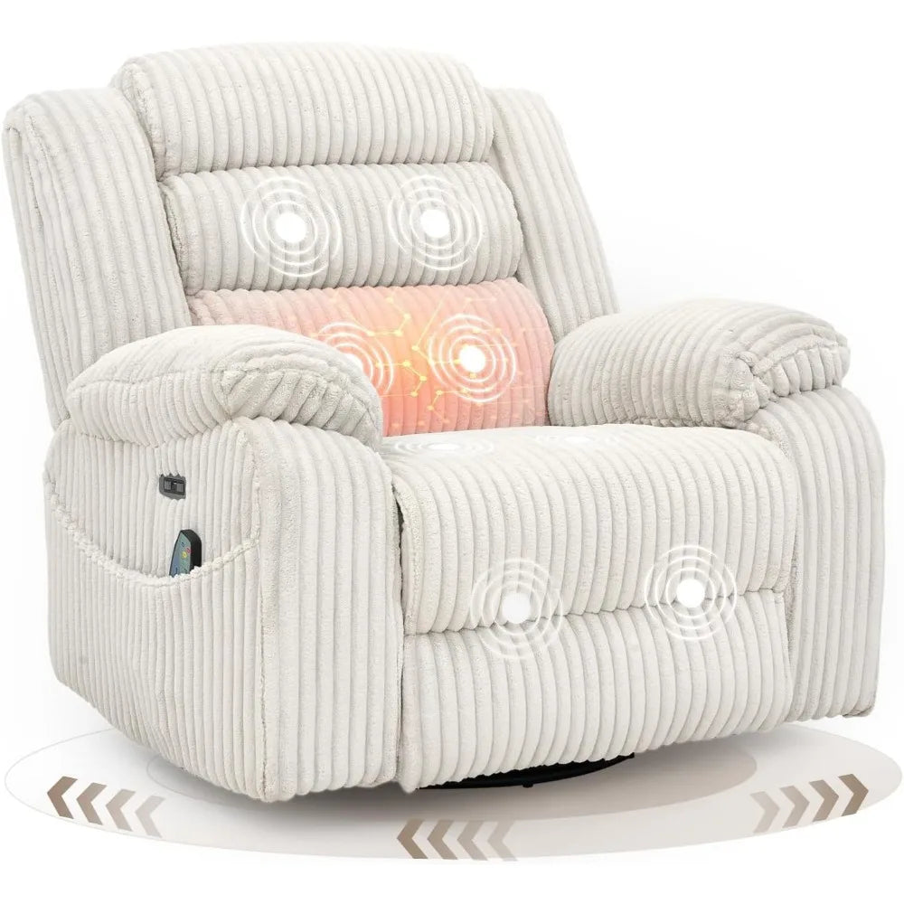 Power Swivel Rocker Recliner Chair with Massage and Heat
