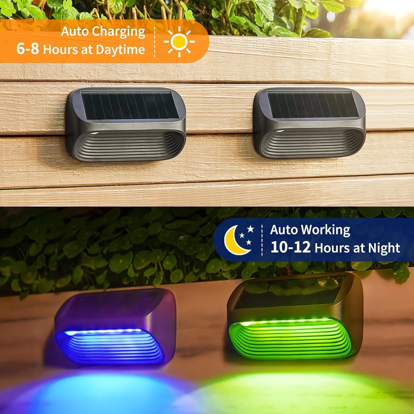Solar Powered Fence Lights 6/12 Pack Auto On Off for Outdoor Use