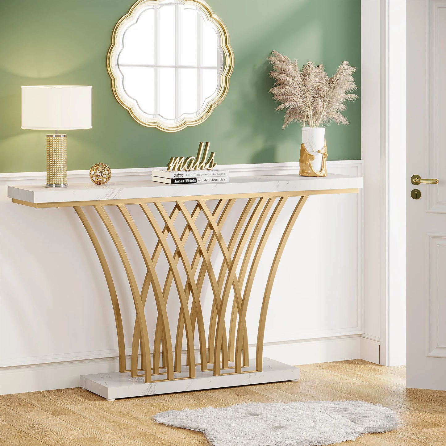 Tribesigns 59 Inch Gold Console Table Modern Entryway Furniture