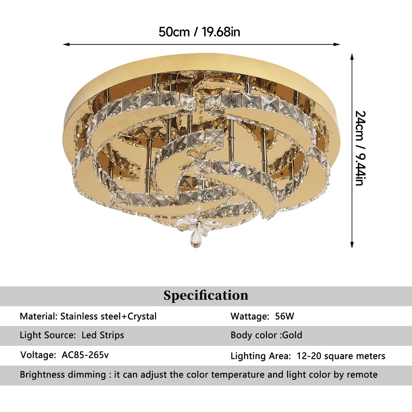 Modern Crystal Drop Chandelier LED Ceiling Lamp for Home Decor