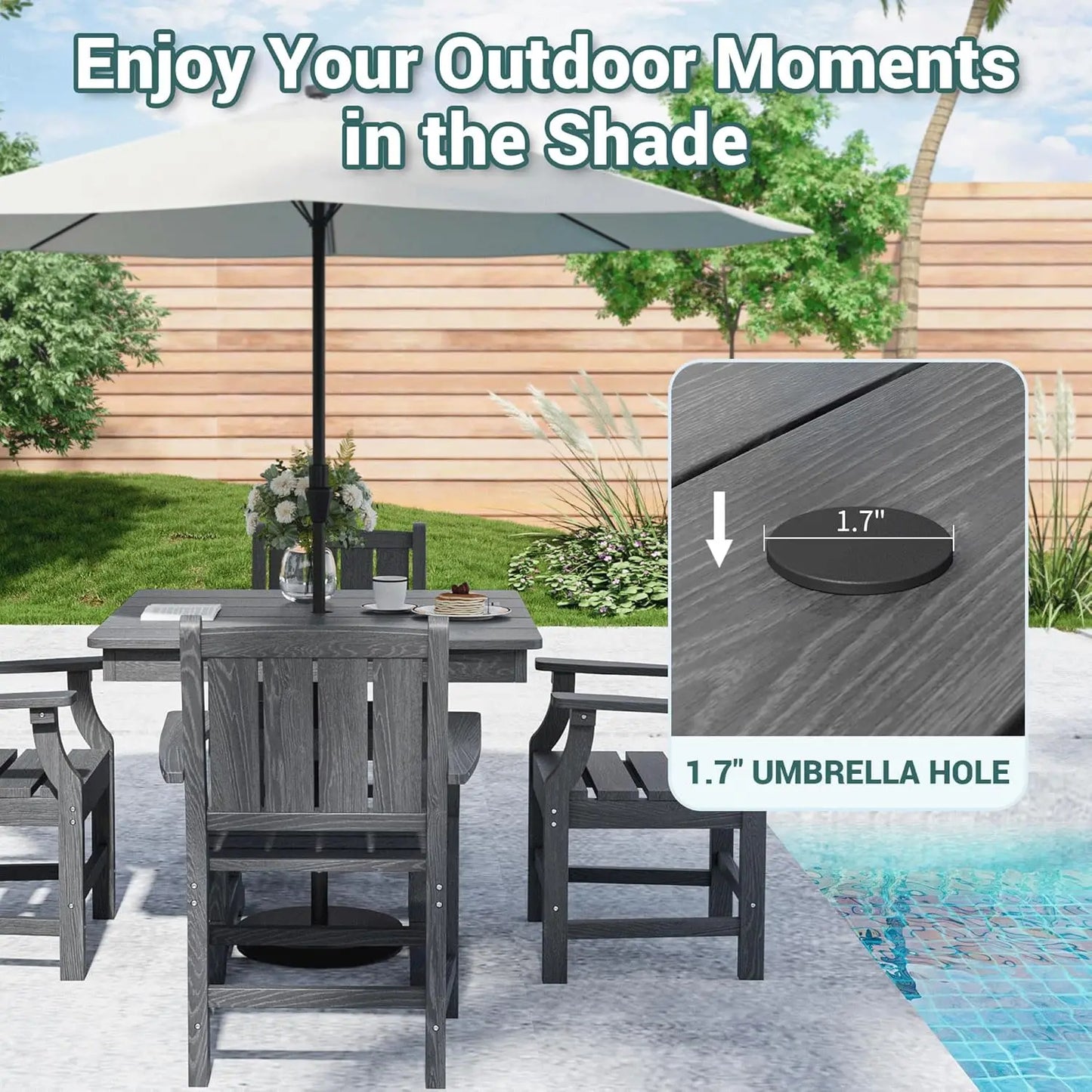 5 Piece Outdoor Dining Set with Stylish HDPE Table and Chairs