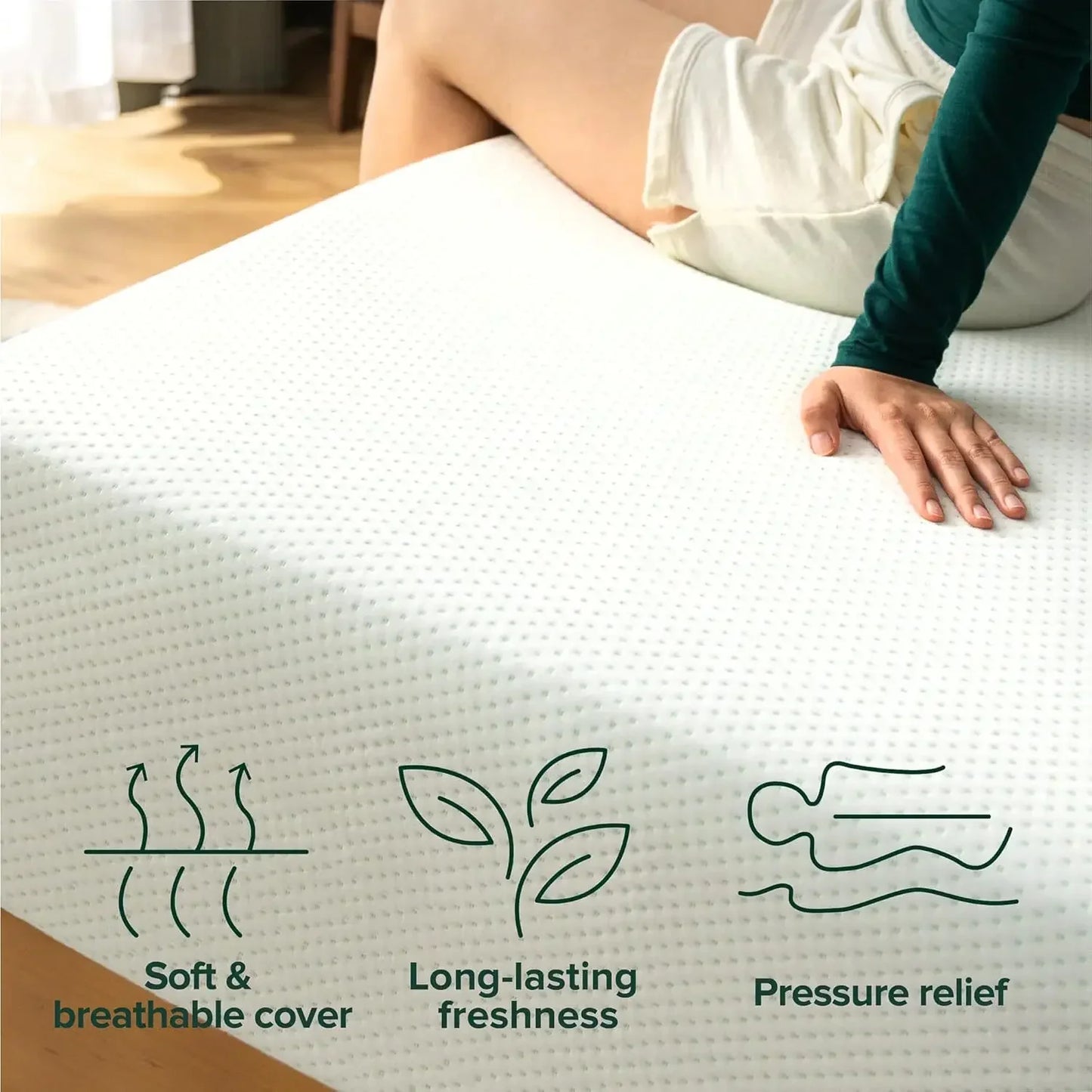 Zinus Green Tea Memory Foam Mattress Medium Firm Pressure Relief