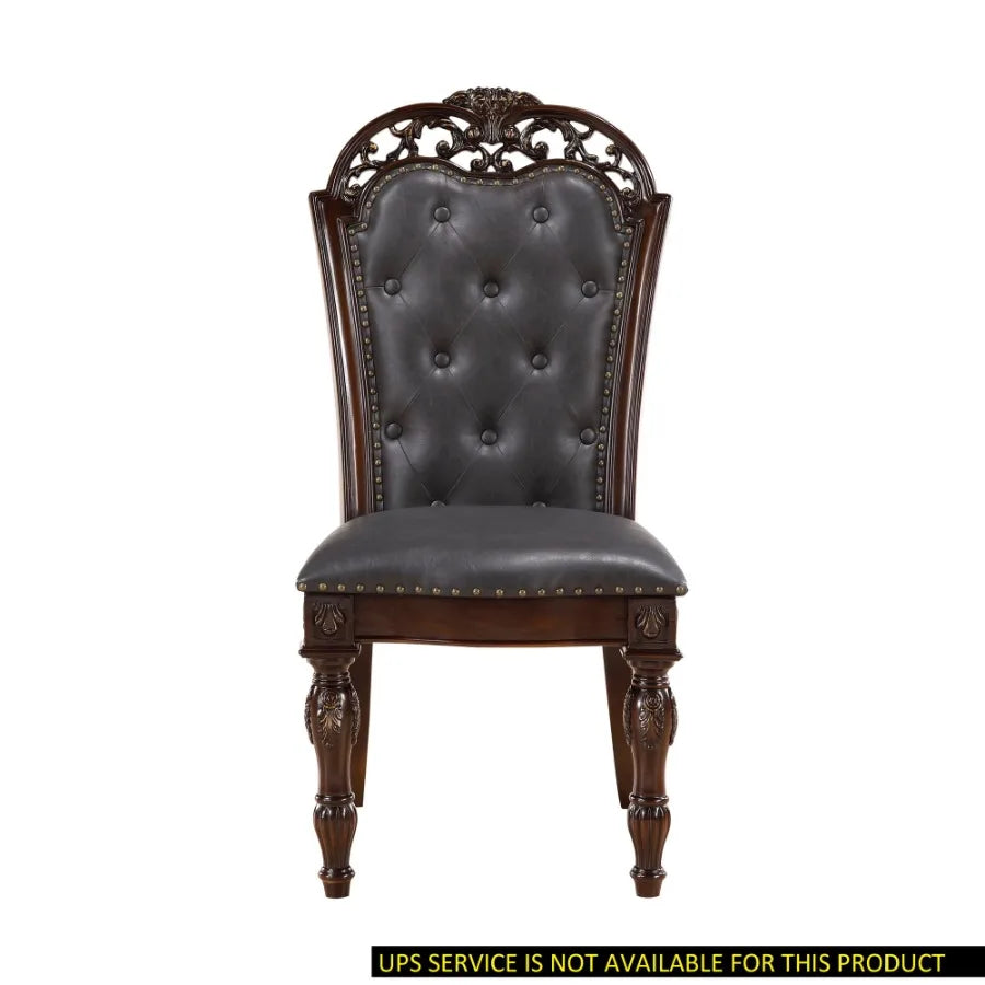 Elegant Button Tufted Faux Leather Dining Chairs Set of 2