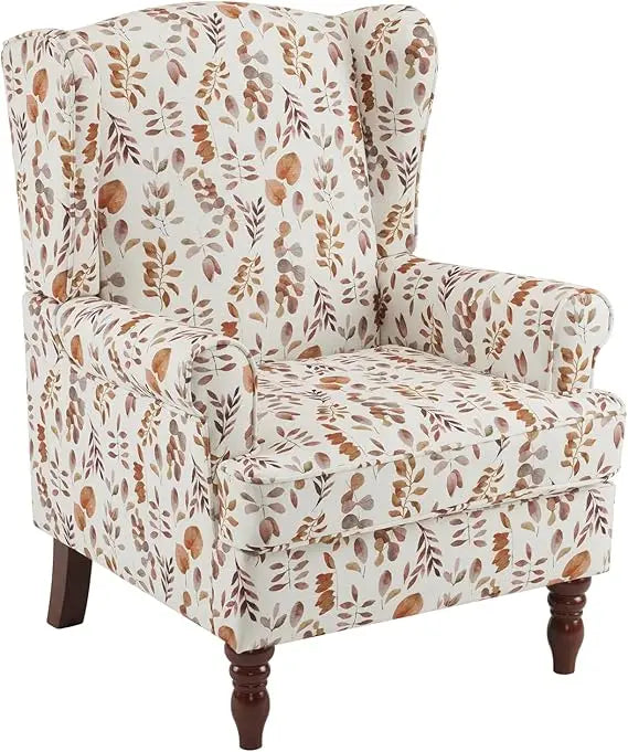 Floral Accent Chair with High Back Upholstered Armchair