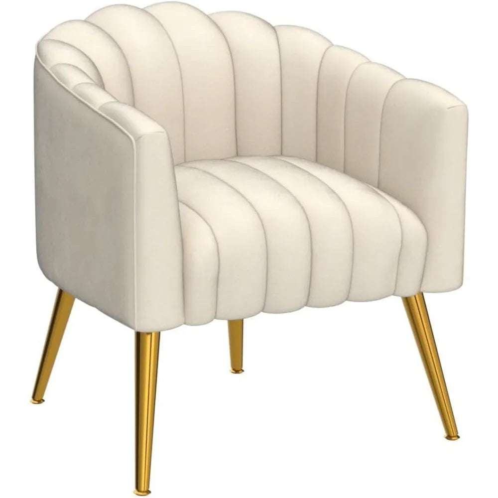 Oversized Pumpkin Couch Accent Chair in Comfy Velvet Beige