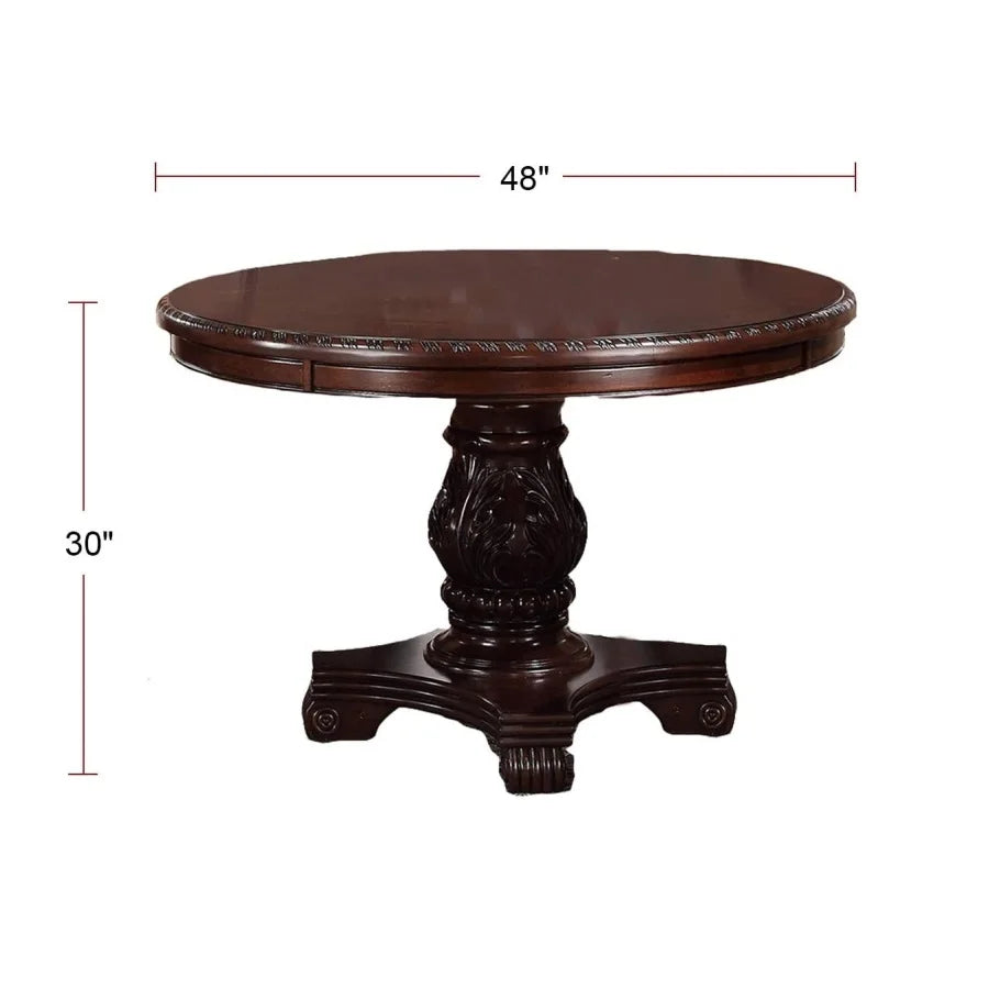 5 Piece Antique Dining Set with Round Table and Side Chairs