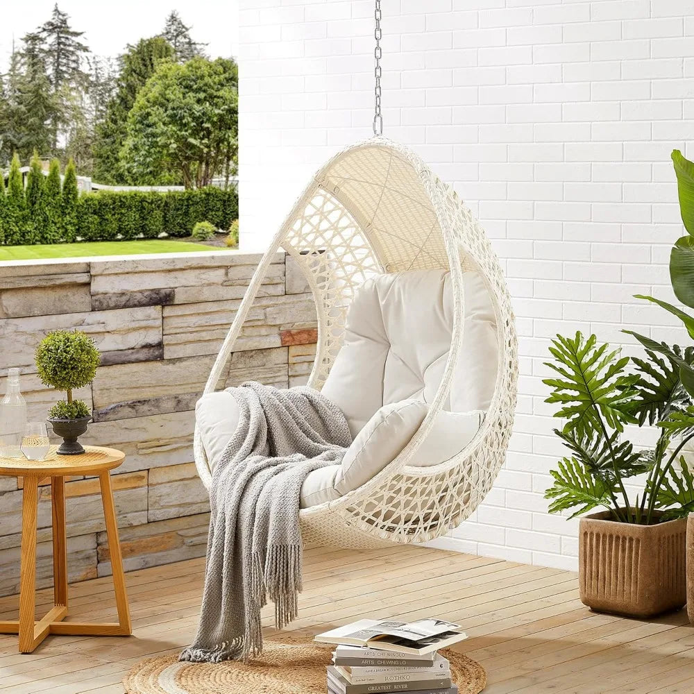 Ulax Furniture Hanging Egg Chair With Beige Cushion For Relaxation