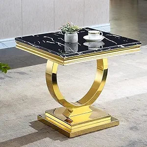 White Marble Console Table with Stainless Steel Base for Living Room