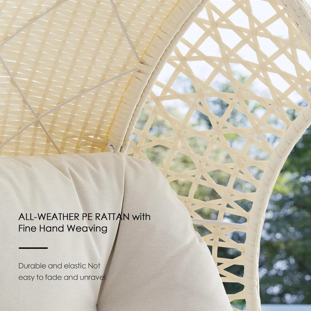 Ulax Furniture Hanging Egg Chair With Beige Cushion For Relaxation