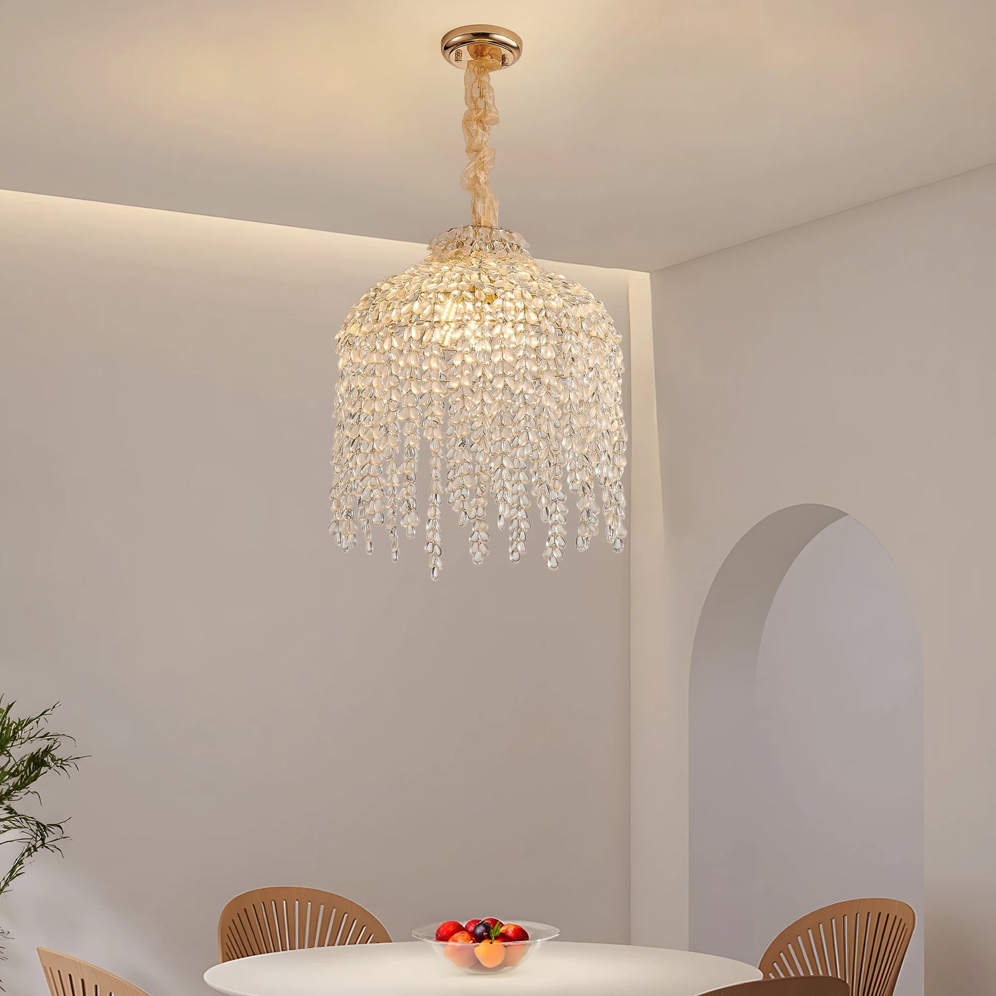 Elegant 16 Inch 5-Light Crystal Pendant Chandelier in Gold Finish