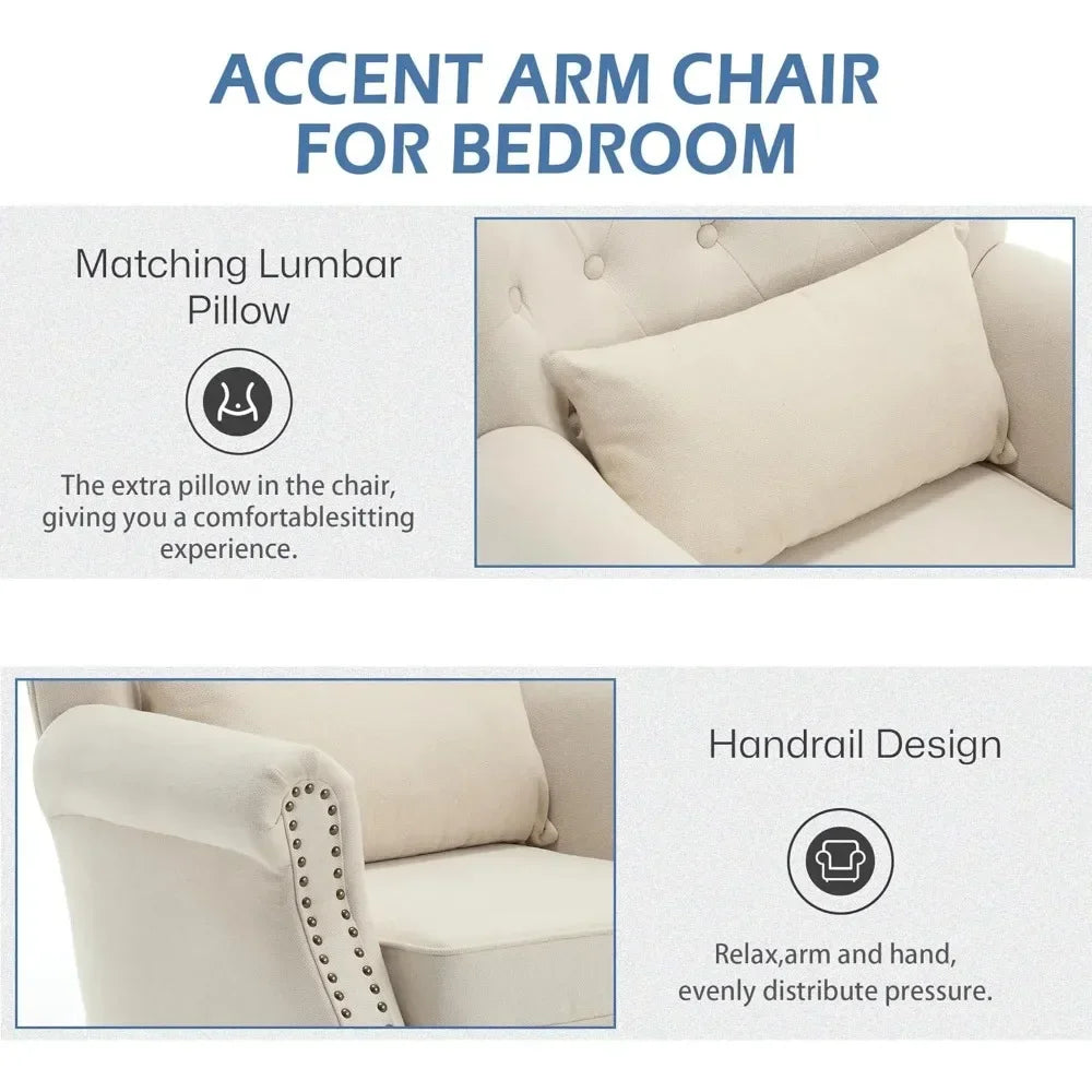 Mid Century Modern Upholstered Reading Arm Chair for Bedroom