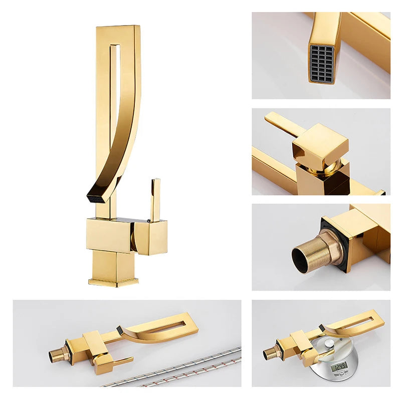 Wanmivezlo Brass Waterfall Mixer Faucet for Bathroom Sink