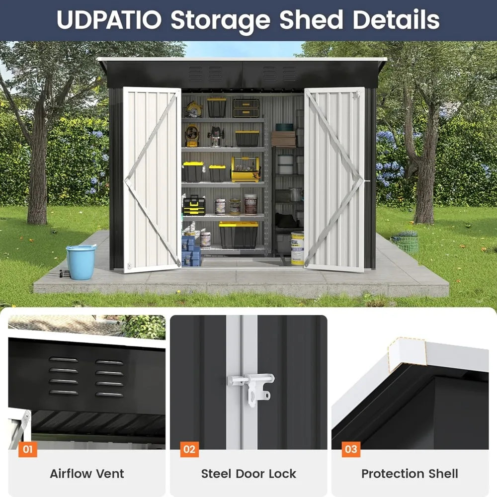 Outdoor Metal Storage Shed 8x4 FT for Yard and Patio Use