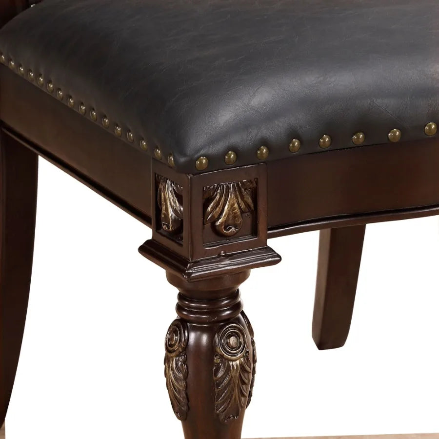 Elegant Button Tufted Faux Leather Dining Chairs Set of 2
