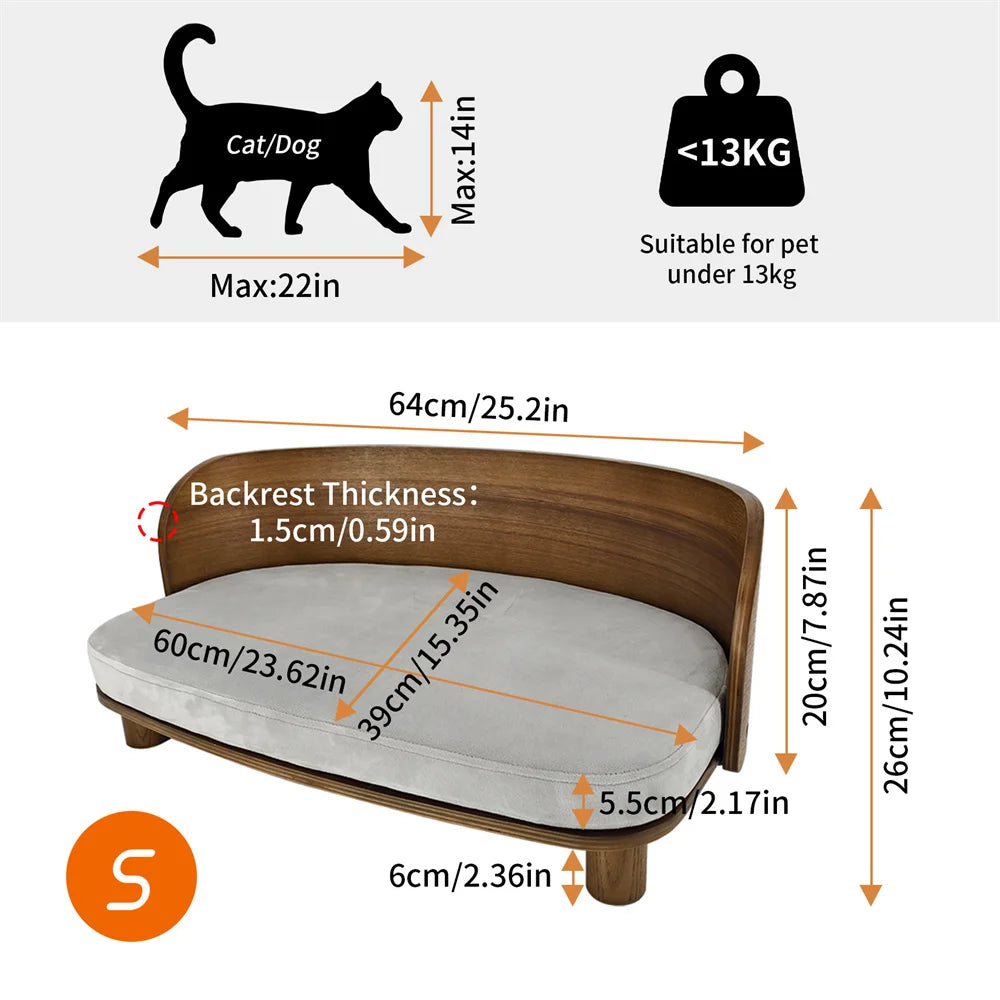Elevated Dog Bed with Solid Wood Legs and Washable Cover