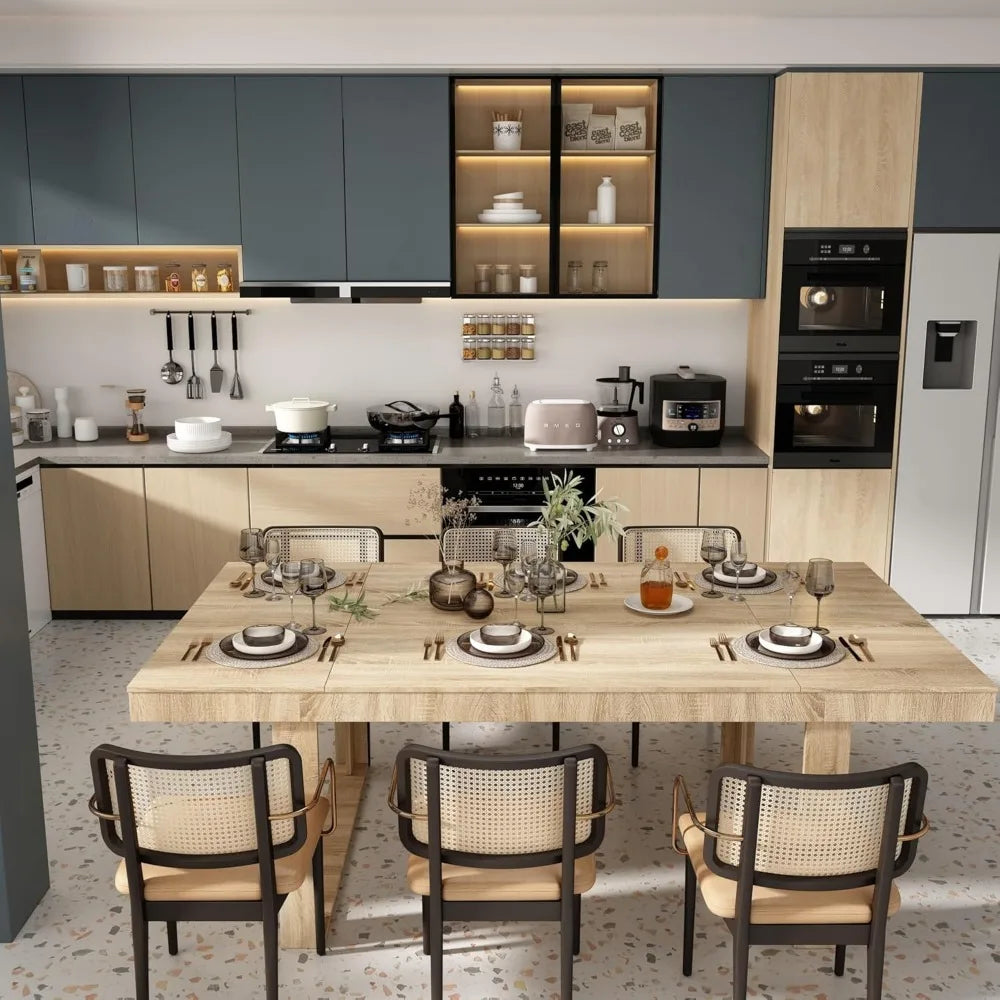 Modern 86.6 Inch Wooden Dining Table for 8-10 People