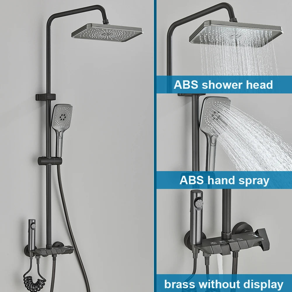 White Bathroom Shower Faucet with Digital Display and Tap