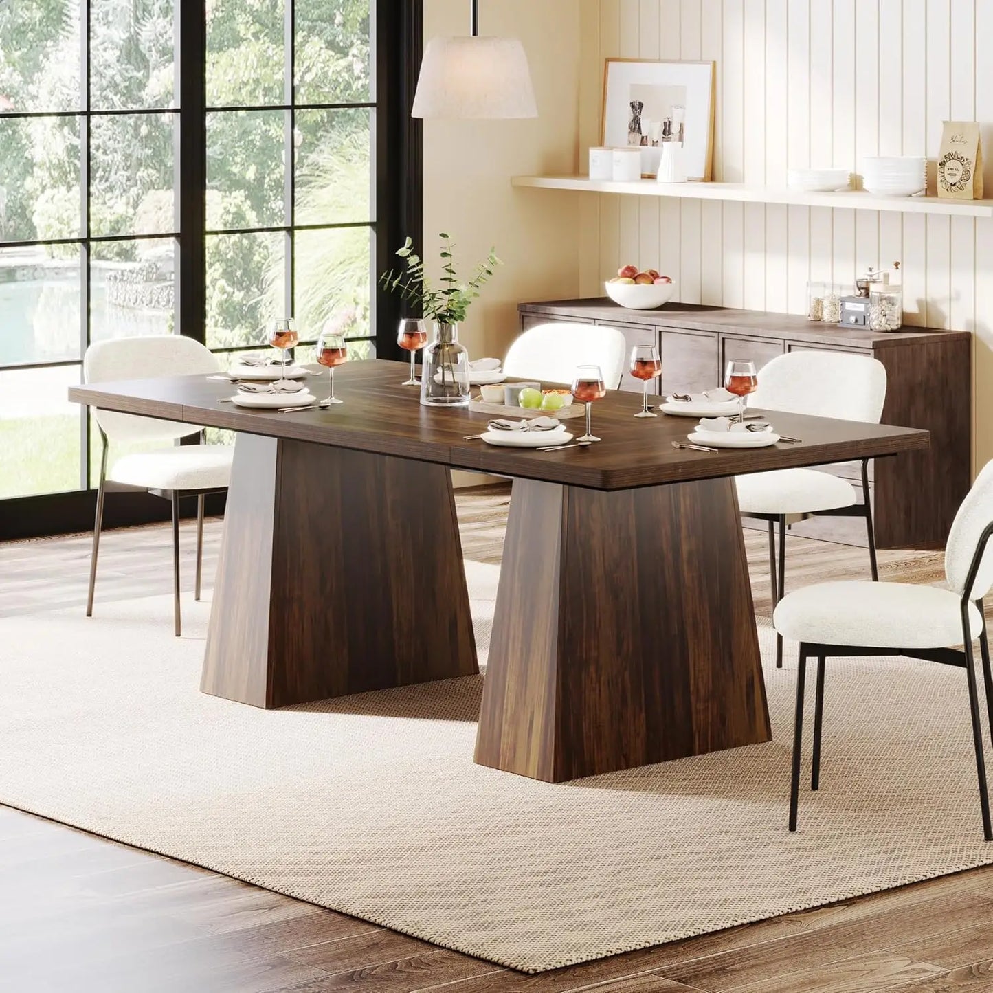 Modern 63 Inch Black Dining Table for 4 to 6 People