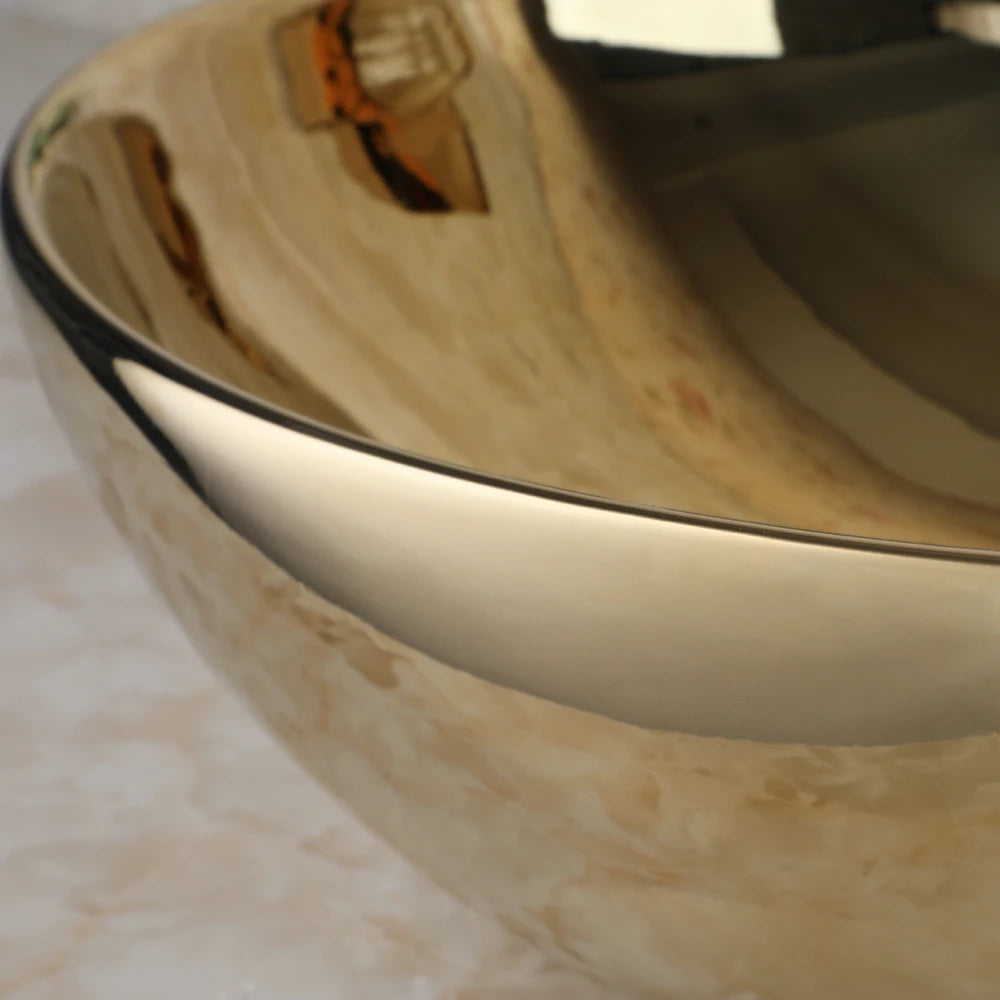 ZAPPO Luxury Gold Vessel Sink and Faucet Combo for Bathrooms