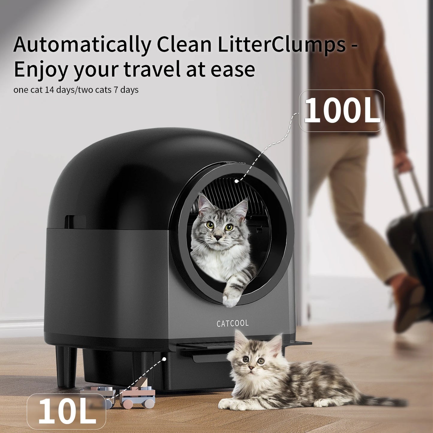 REDSASA Self Cleaning Automatic Cat Litter Box with Stairs