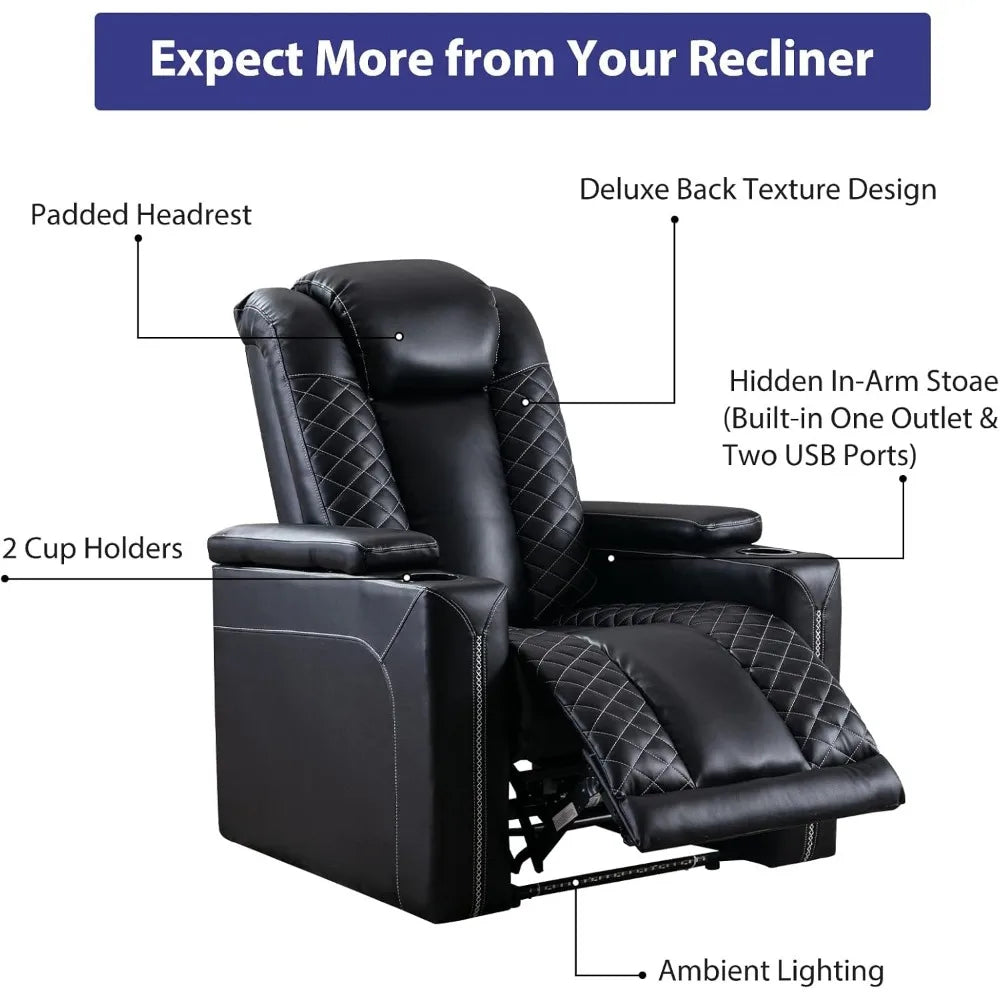 Electric Recliner Chair with USB Ports and Cup Holders