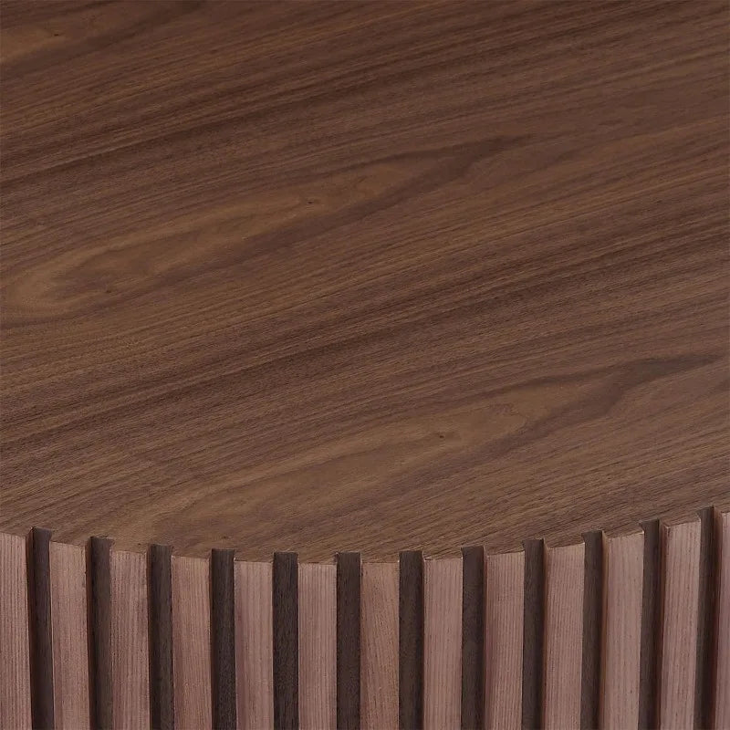 Modern Walnut Round Coffee Table Handcrafted Solid Wood Design