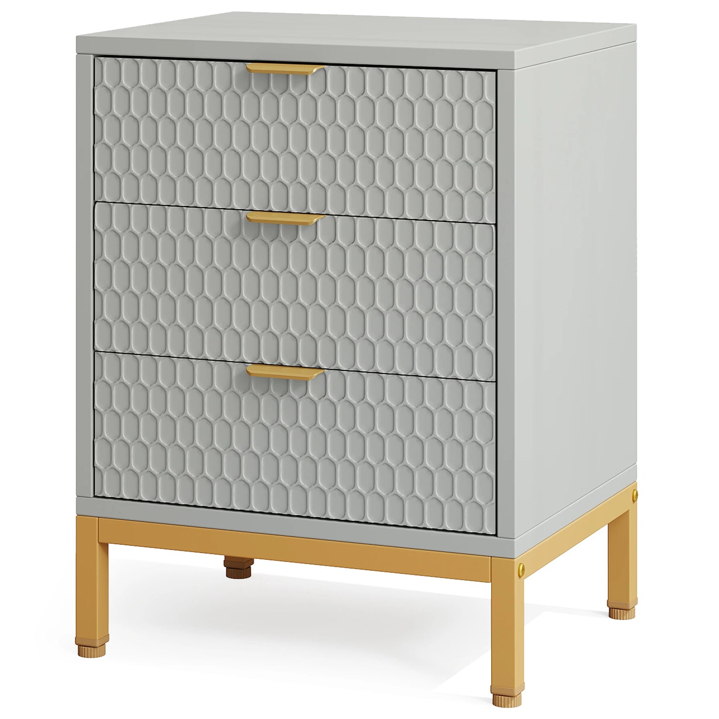 Tribesigns Modern Nightstand with 3 Drawers Stylish Storage Table