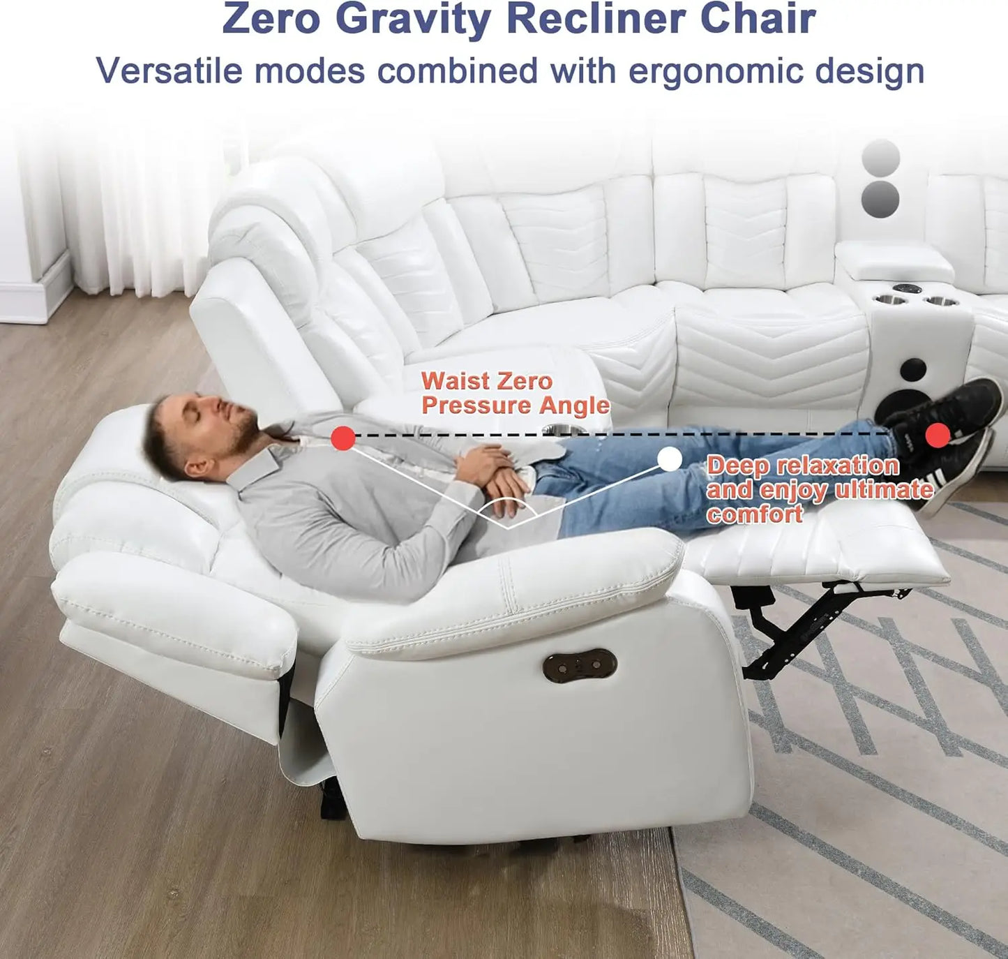 Power Couch Recliner Electric Leather Sofa with Bluetooth Speaker