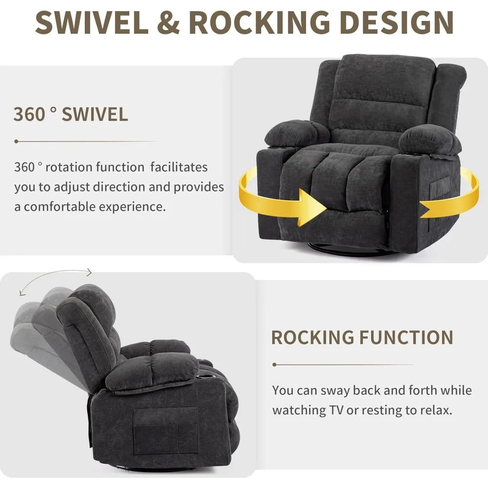 Modern Ergonomic Recliner Chair with 360 Degree Swivel Feature