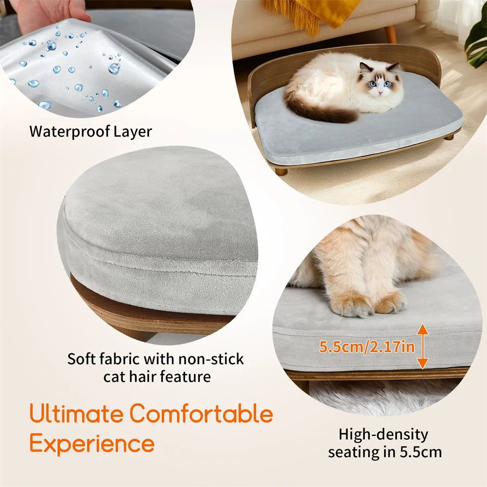 Elevated Dog Bed with Solid Wood Legs and Washable Cover