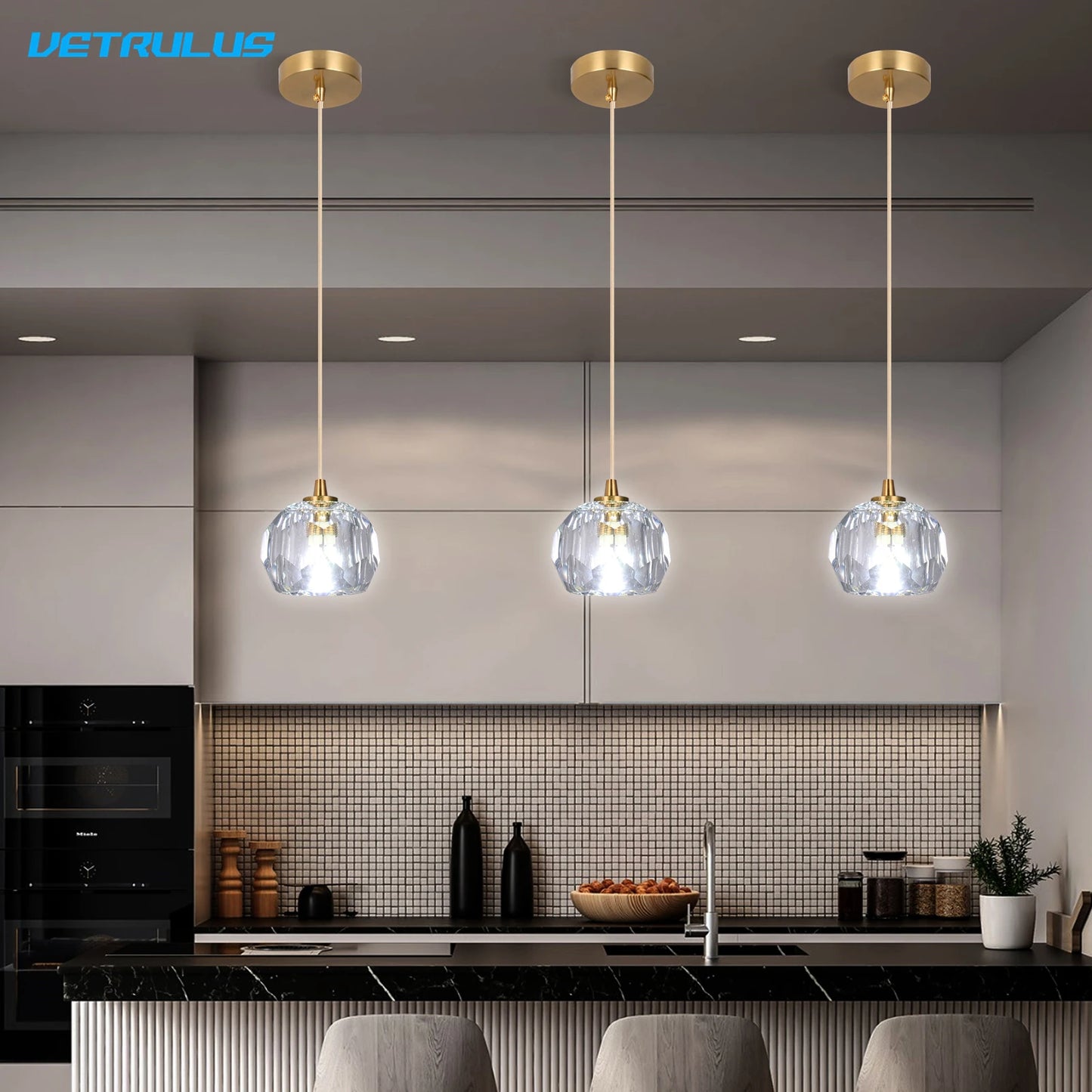 Modern LED Crystal Pendant Light for Kitchen and Bedroom Decor