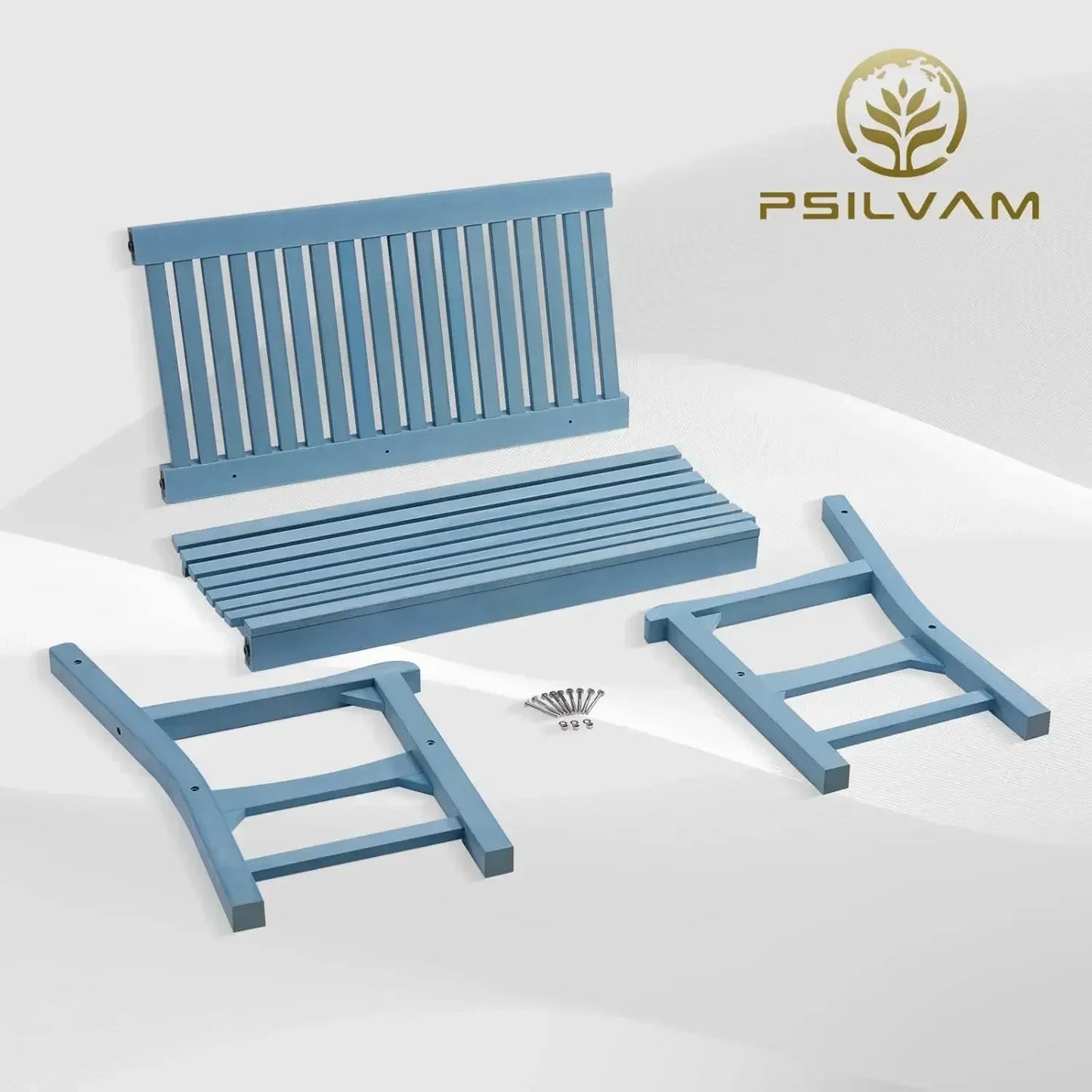 Blue 2-Person All-Weather Garden Bench for Patio and Park