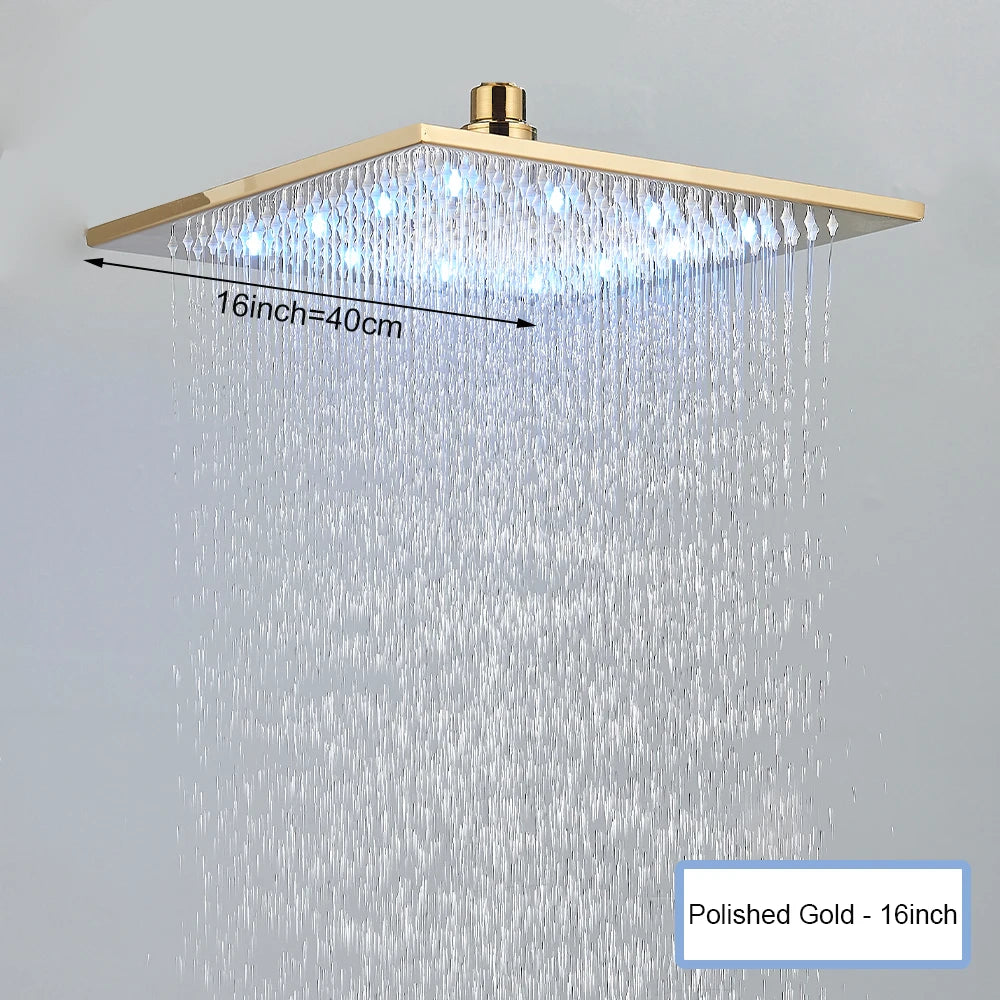 Black Intelligent Remote Control Rainfall Shower Head System