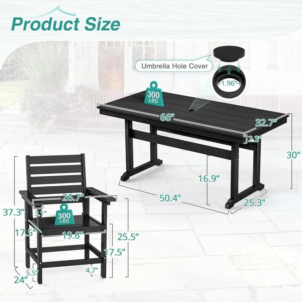 7 Piece Patio Table and Chairs Set with Umbrella Hole
