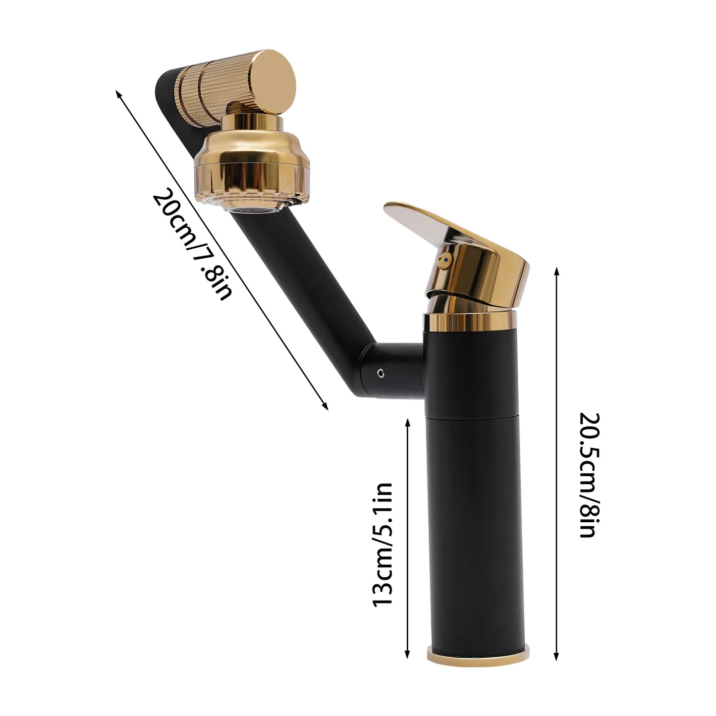 Multifunctional 360 Degree Swiveling Bathroom Faucet in Black Gold