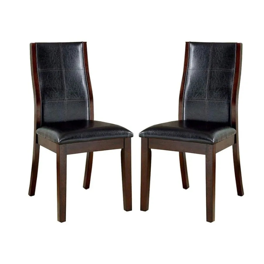 Transitional Dining Room Side Chairs Set of 2 Brown Cherry