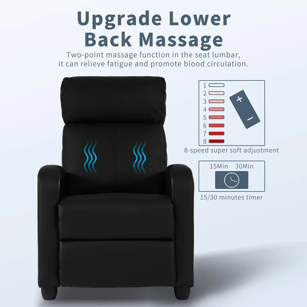 Massage Recliner Chair with Footrest Soft PU Leather Black