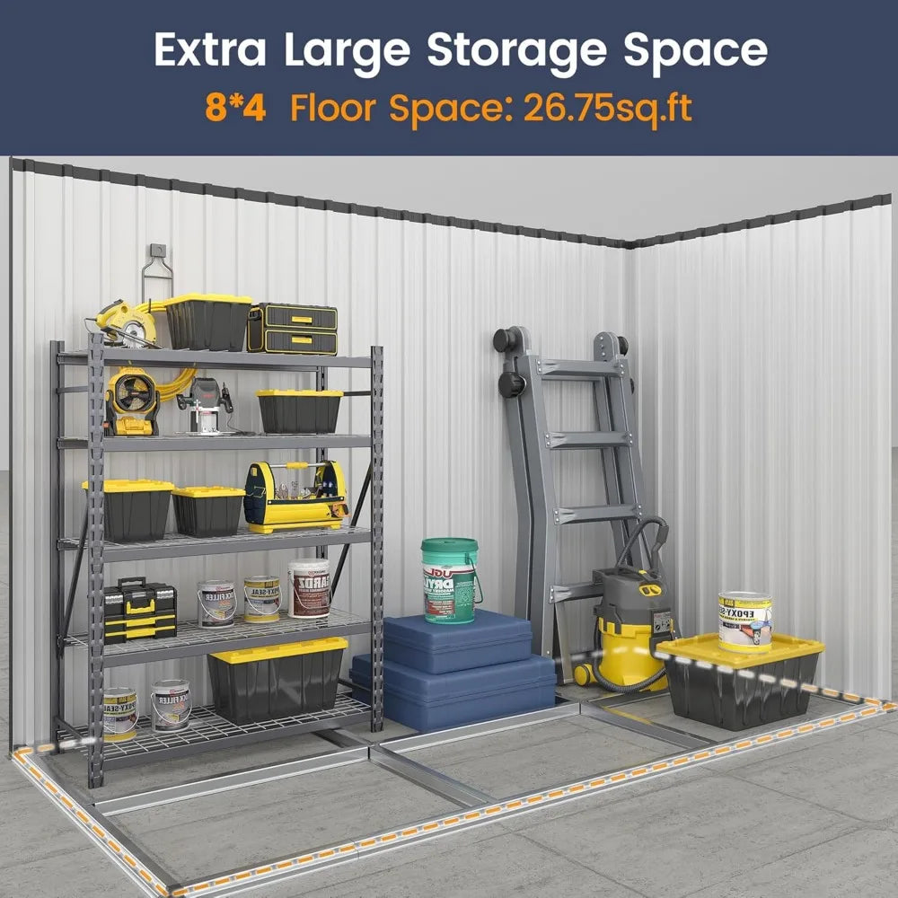 Outdoor Metal Storage Shed 8x4 FT for Yard and Patio Use
