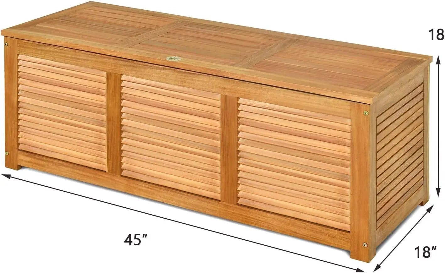 Acacia Wood Deck Box 46 Gallon Outdoor Storage Bench Teak Finish