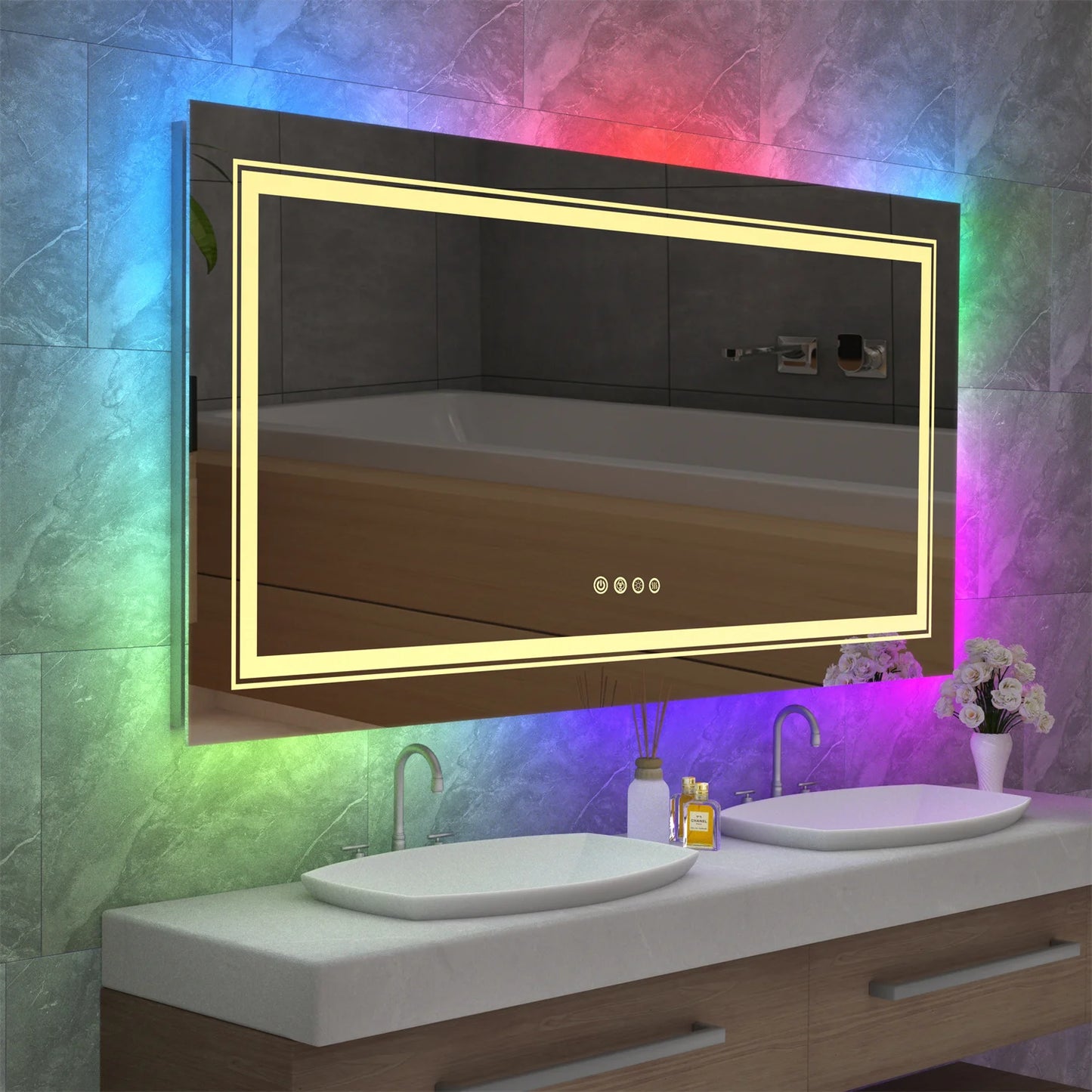 Large RGB Color Changing Backlit Bathroom Vanity Mirror