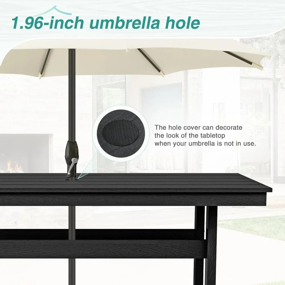7 Piece Patio Table and Chairs Set with Umbrella Hole