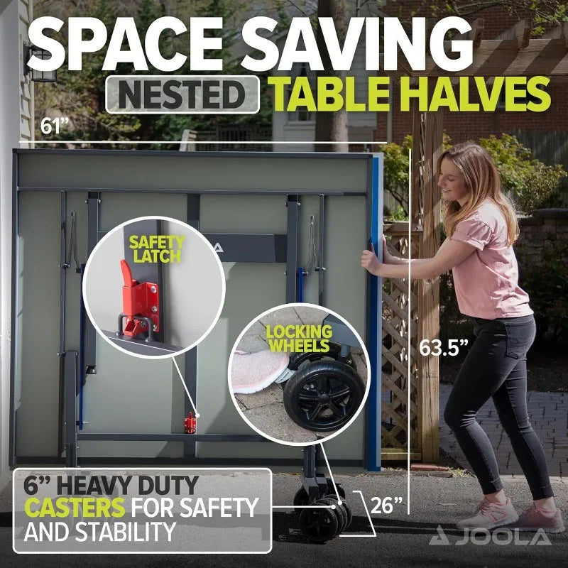 Outdoor Ping Pong Table with Waterproof Net Quick Assembly