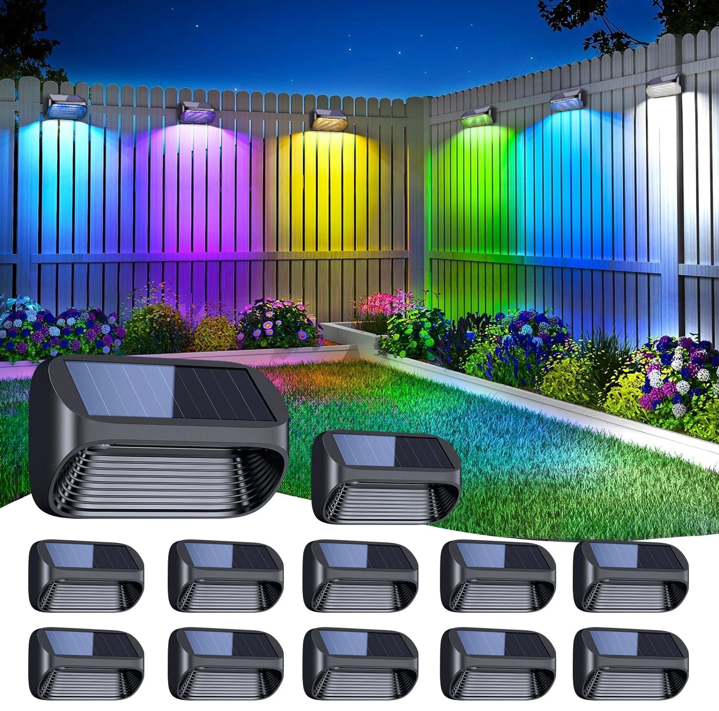 Solar Powered Fence Lights 6/12 Pack Auto On Off for Outdoor Use